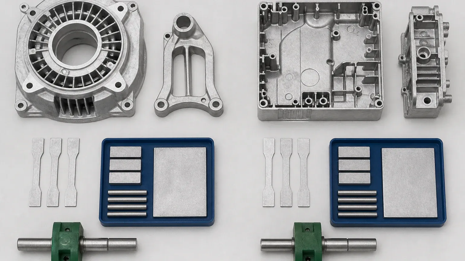 A380 and ADC12 aluminum die casting samples compared side by side