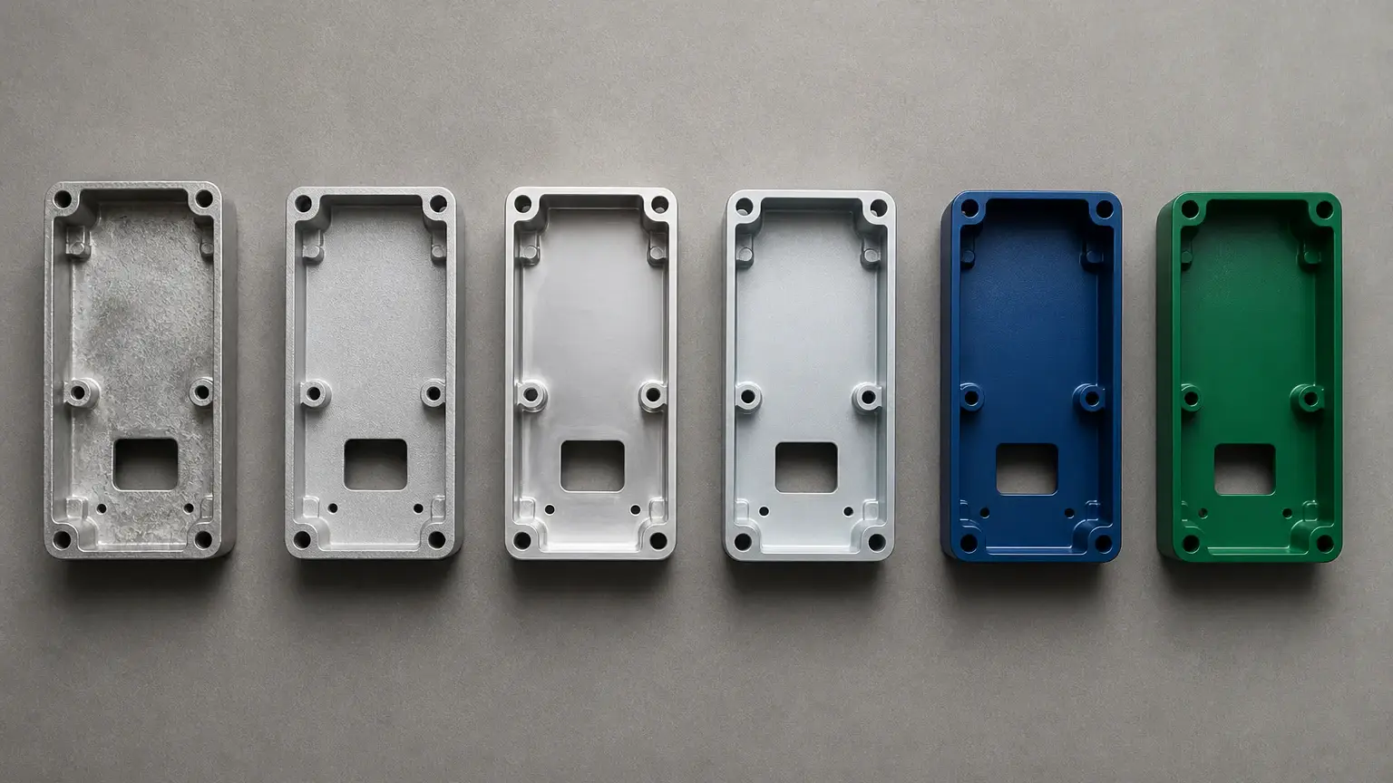 Comparison of as-cast, blasted, conversion-coated and powder-coated aluminum
