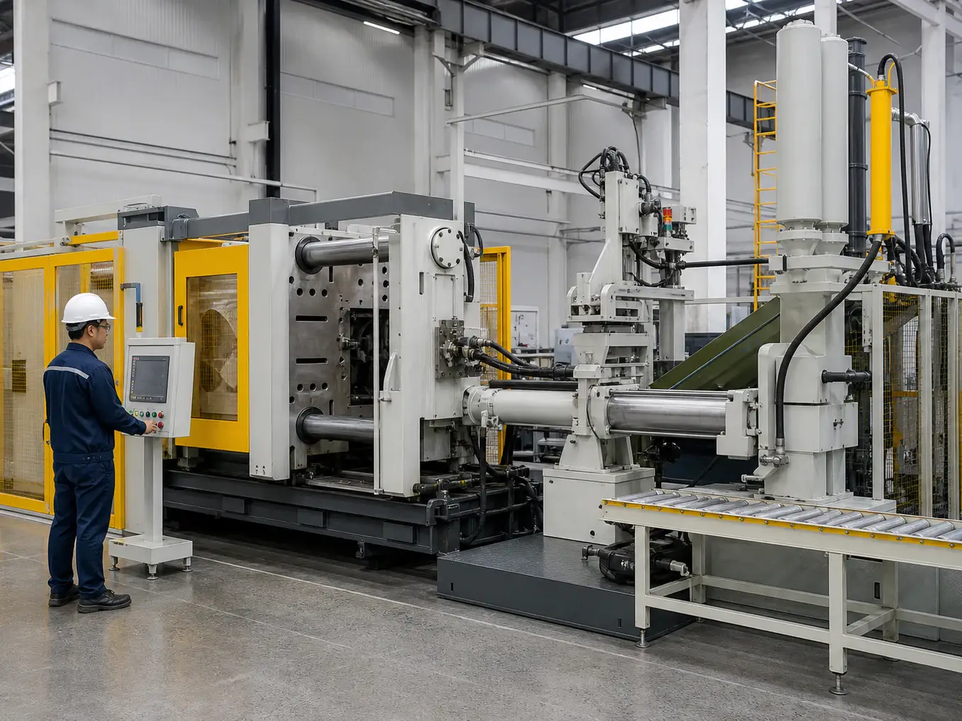 Cold chamber high pressure die casting machine producing aluminum components