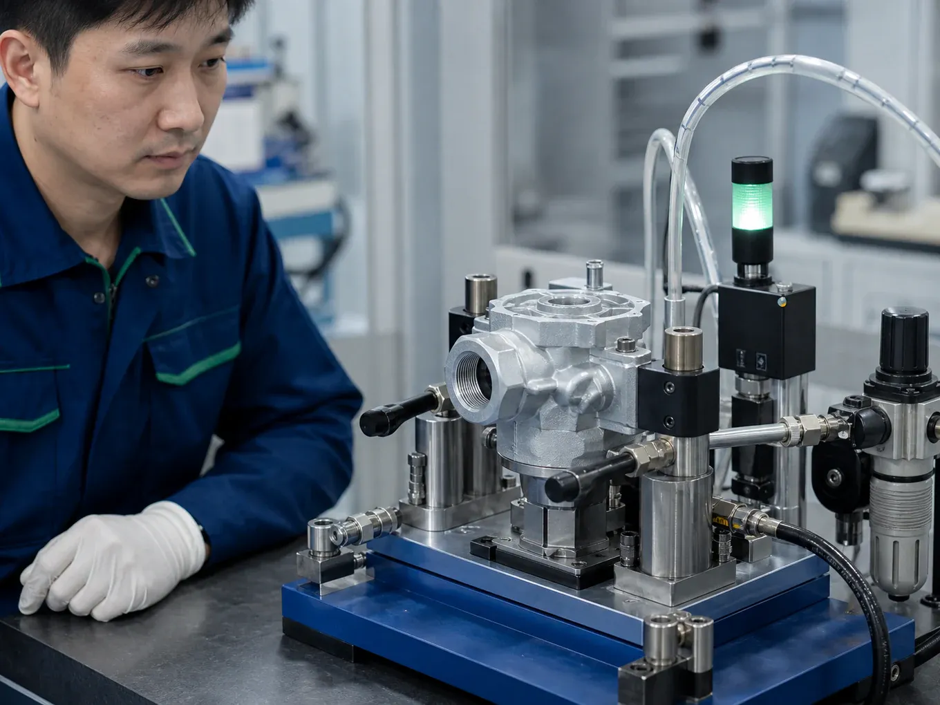 Leak testing a pressure-tight die cast aluminum housing