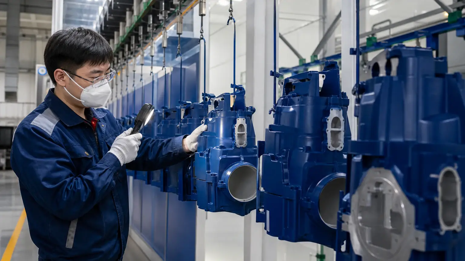 Surface finishing line for die cast aluminum housings